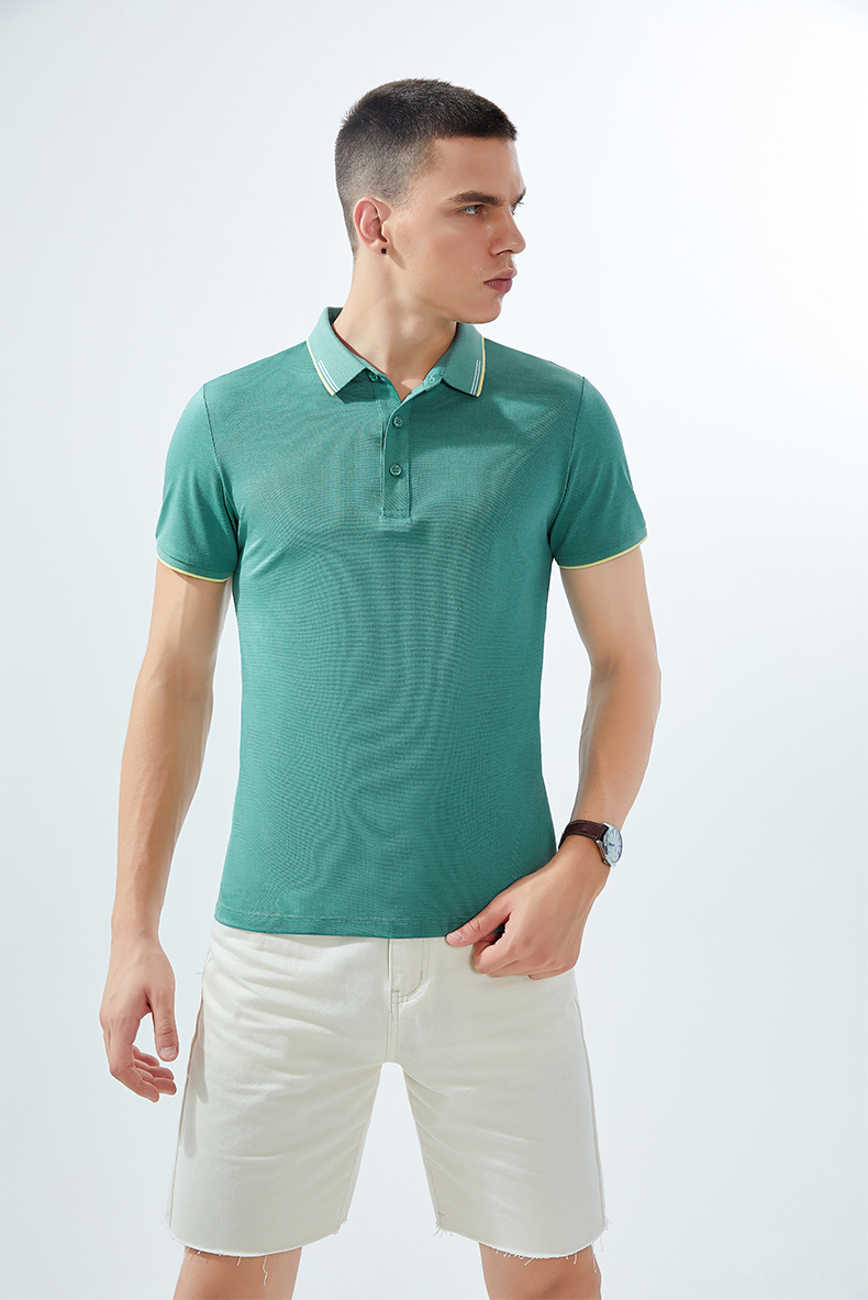 180g32 count mercerized cotton silk interlaced collar short sleeve POLO shirt universal style GJ39-8901