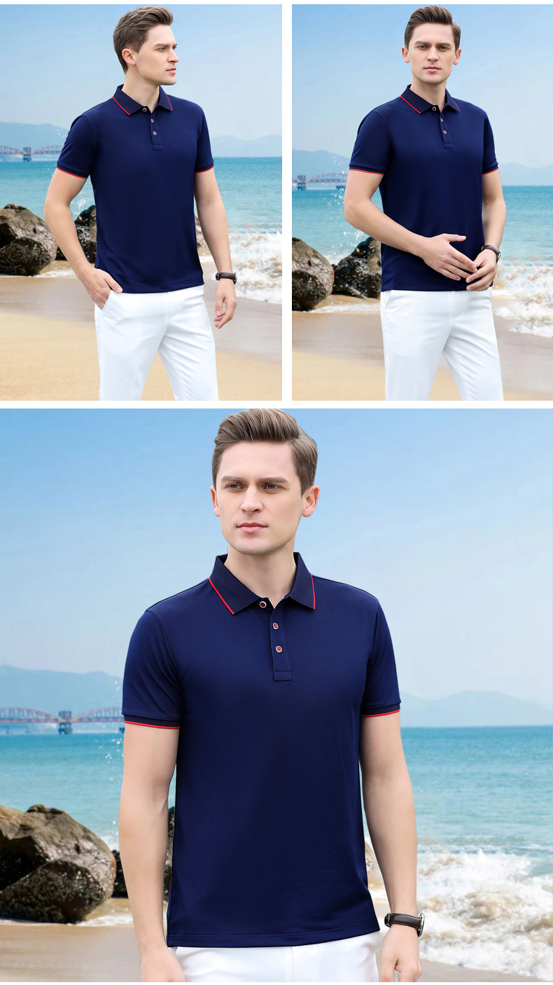 Quick-drying silk color collar lapel short-sleeved POLO shirt universal style GJ22-163