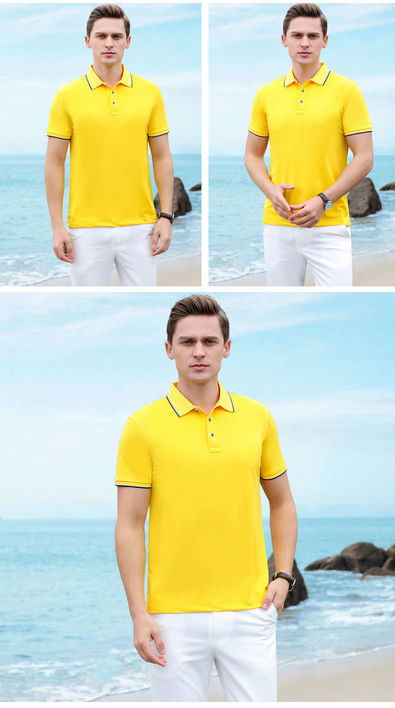 Quick-drying silk color collar lapel short-sleeved POLO shirt universal style GJ22-163