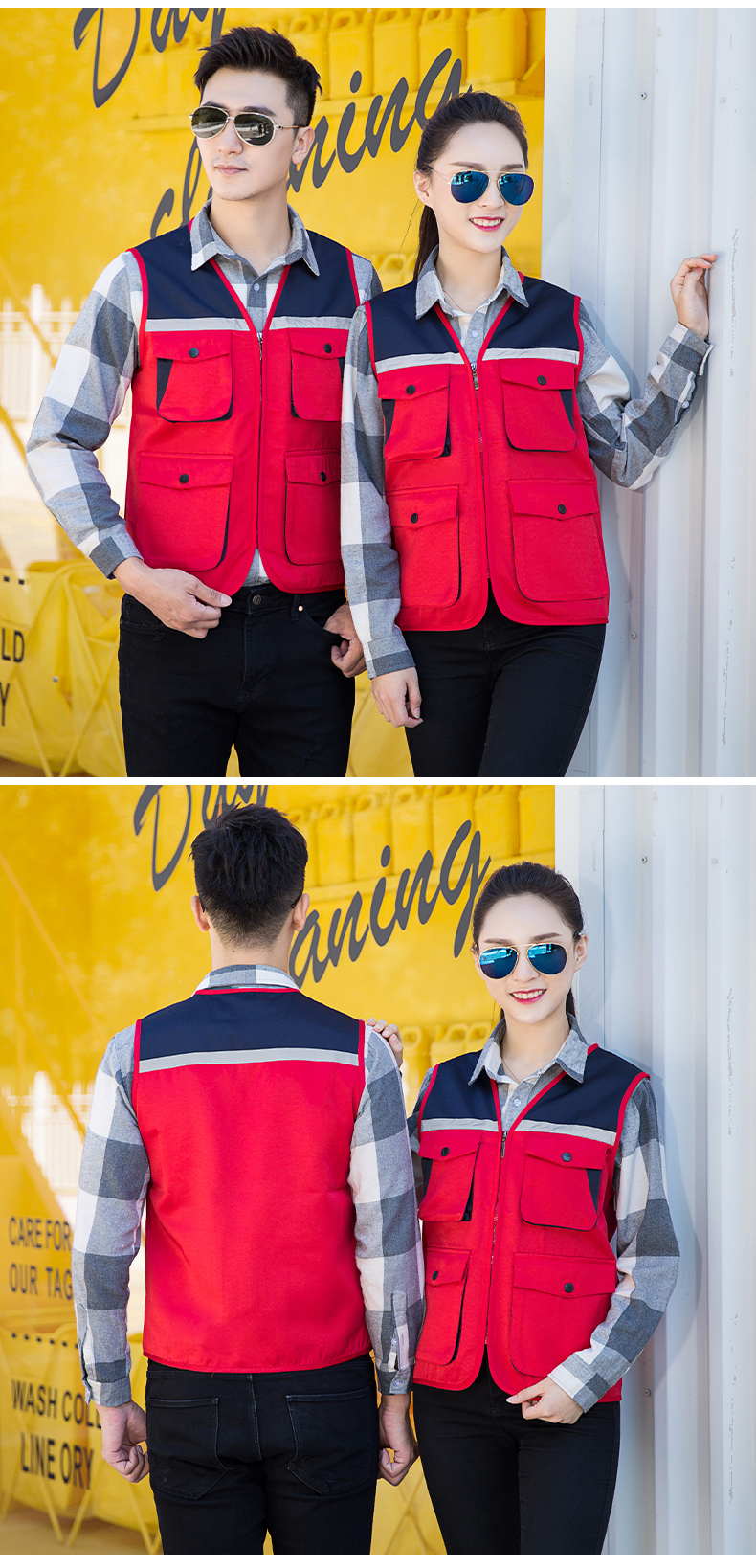 Color matching reflective 3D multi-pocket vest E01-S9002