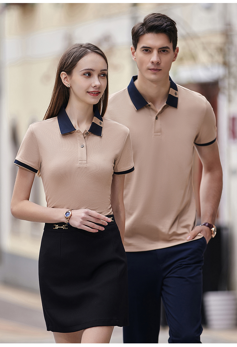 195g hexagonal mercerized antibacterial beads lapel short-sleeved polo shirt 72-2383