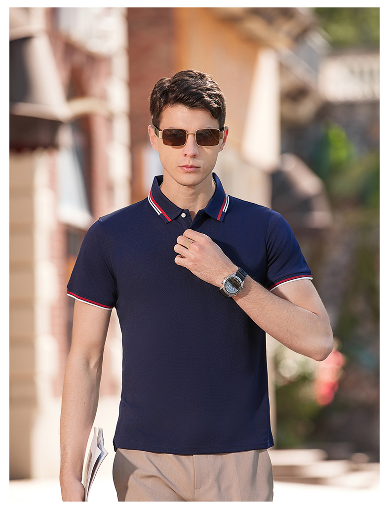 Breathable anti-wrinkle ice silk anti-cotton lapel POLO shirt H17-193