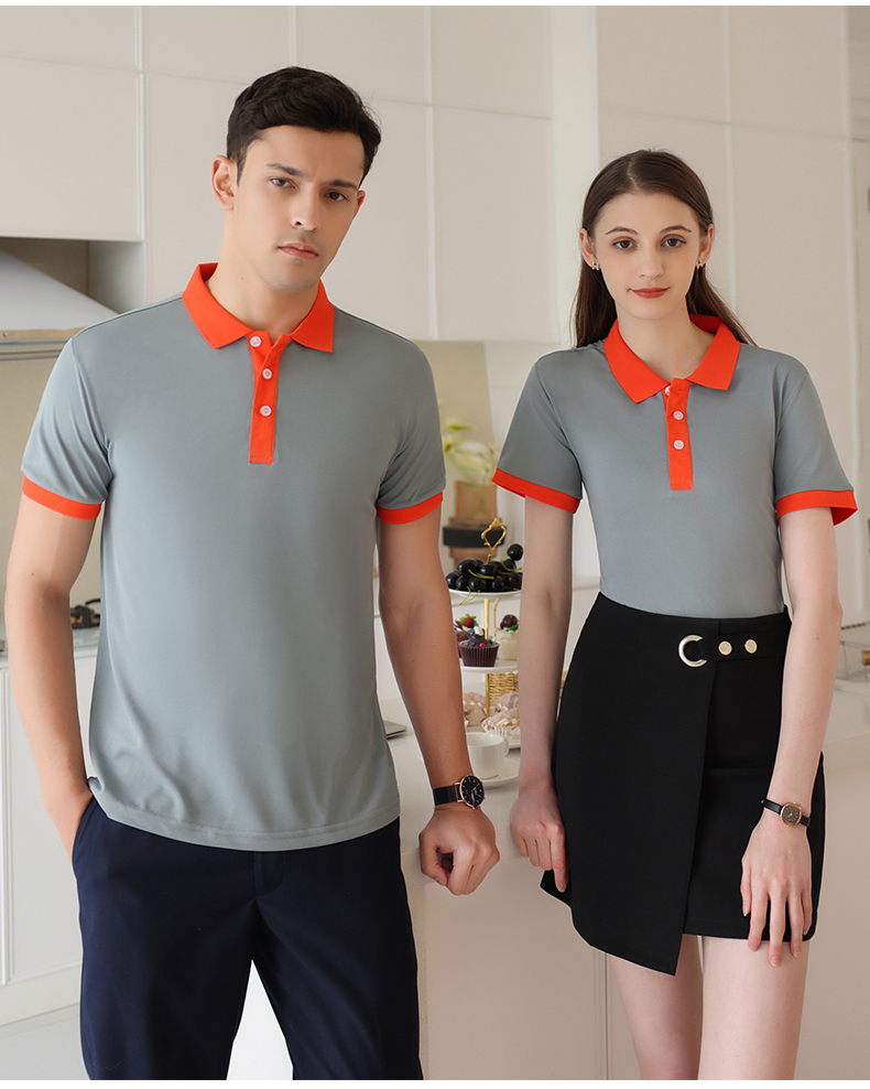 Double placket color matching lapel short-sleeved POLO shirt H09-89111