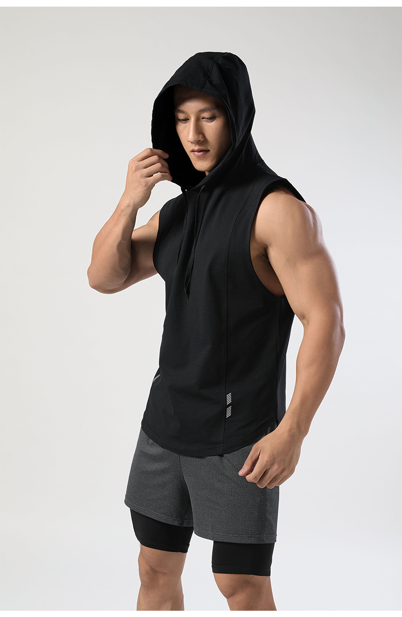 Quick-drying casual sports hooded sleeveless T-shirt GR9-M-19