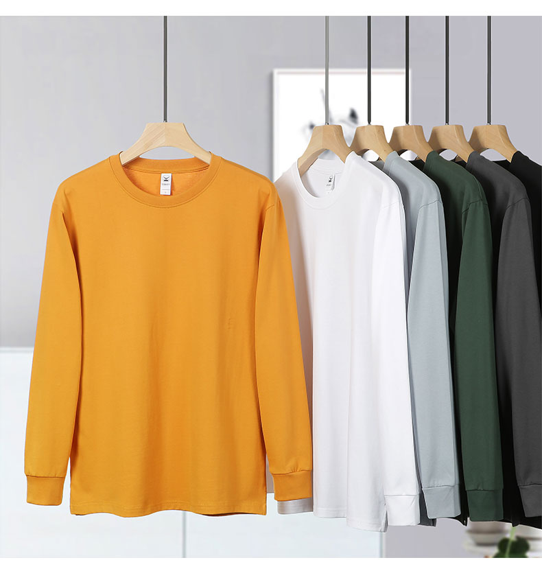 240g 16 count heavyweight cotton drop shoulder long sleeve split round neck T-shirt W03-S5001