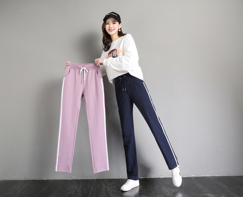 Autumn and winter elastic casual drawstring straight pants for women G32-CR22