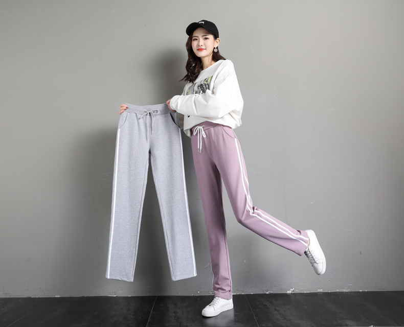 Autumn and winter elastic casual drawstring straight pants for women G32-CR22