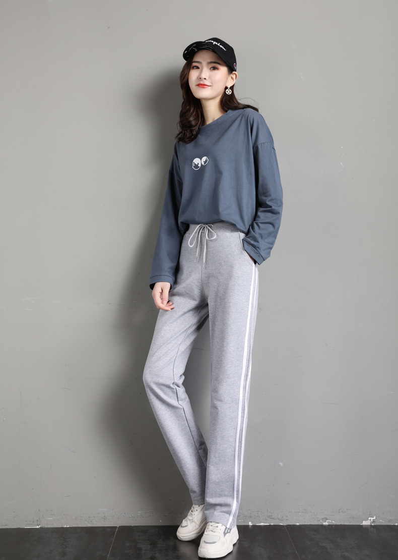 Autumn and winter elastic casual drawstring straight pants for women G32-CR22