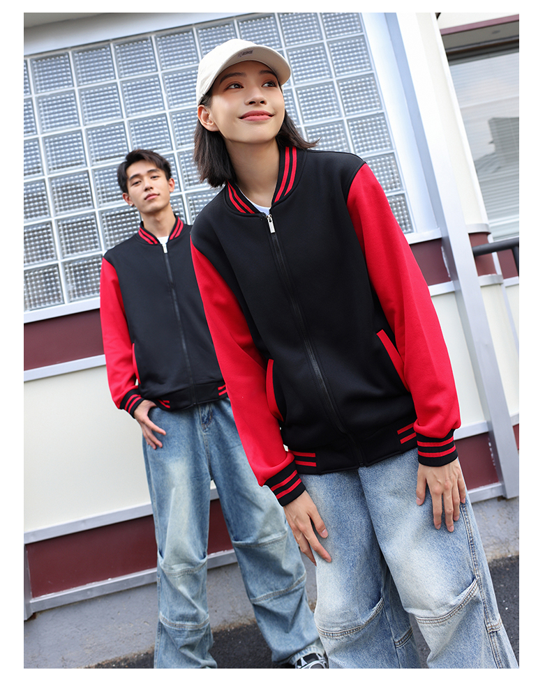 350g Korean cotton thin straight zipper baseball jacket H04-YS009