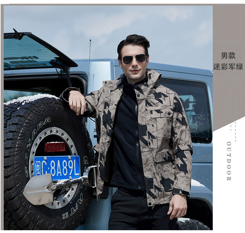 Casual warm fleece liner three-in-one jacket for men KM2-9999-1