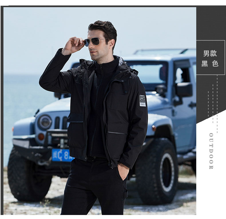 Casual warm fleece liner three-in-one jacket for men KM2-9999-1