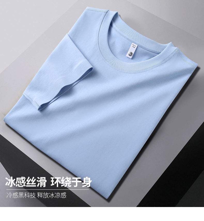 High-grade elastic short-sleeved T-shirt men loose round neck ice silk cotton T-shirt BC10-traceless Roman cotton 220g