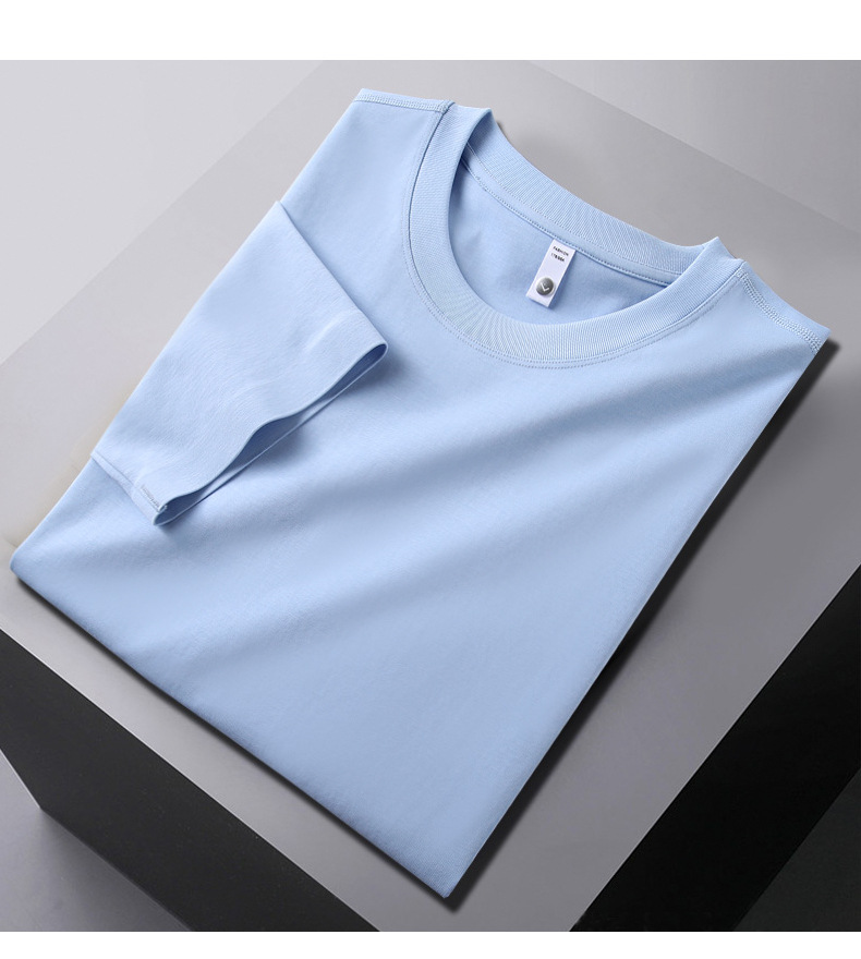 High-grade elastic short-sleeved T-shirt men loose round neck ice silk cotton T-shirt BC10-traceless Roman cotton 220g