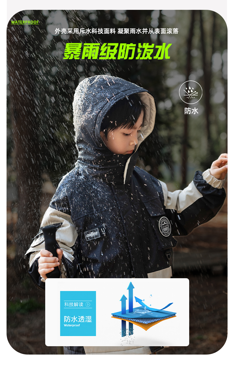 Outdoor down/fleece liner 3-in-1 jacket for kids 220-BD1655