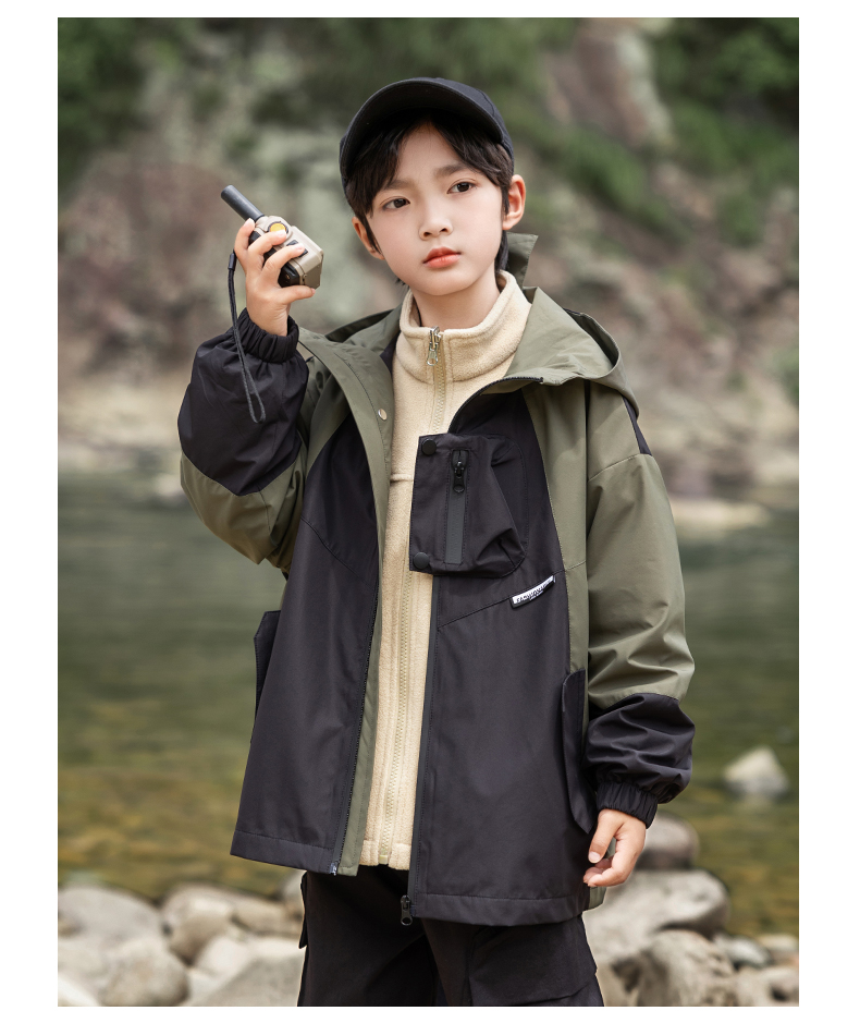 Outdoor polar fleece three-in-one jacket for children 220-BQ1543