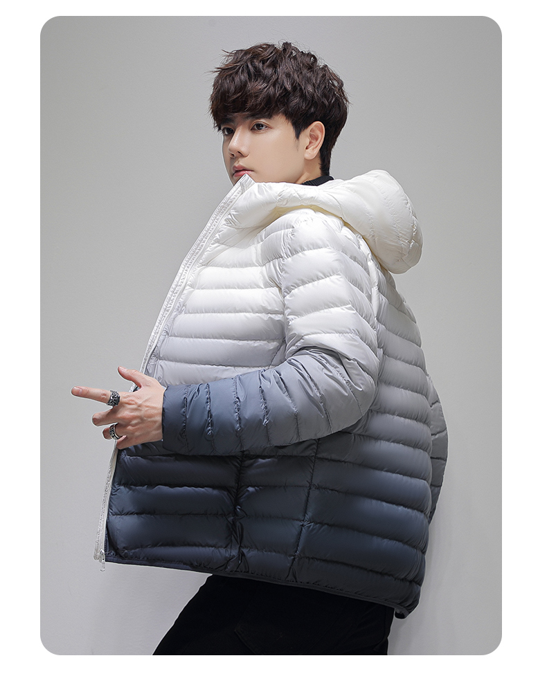 Personalized gradient hooded down jacket KN2-82207