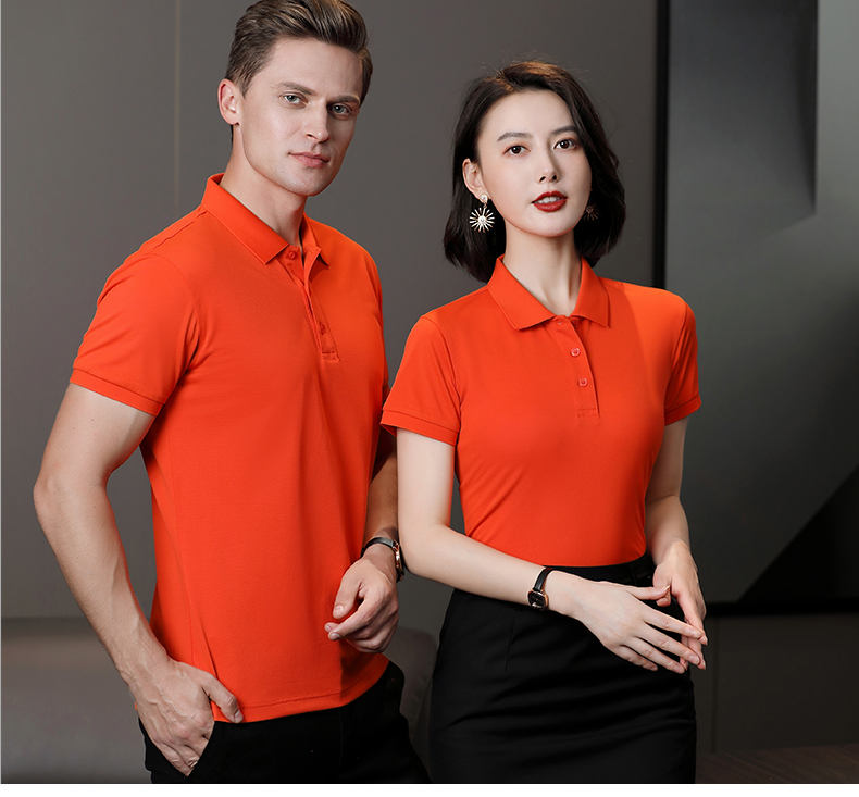 195g 40 count silk cotton solid color lapel short sleeve POLO shirt universal GJ15-6602