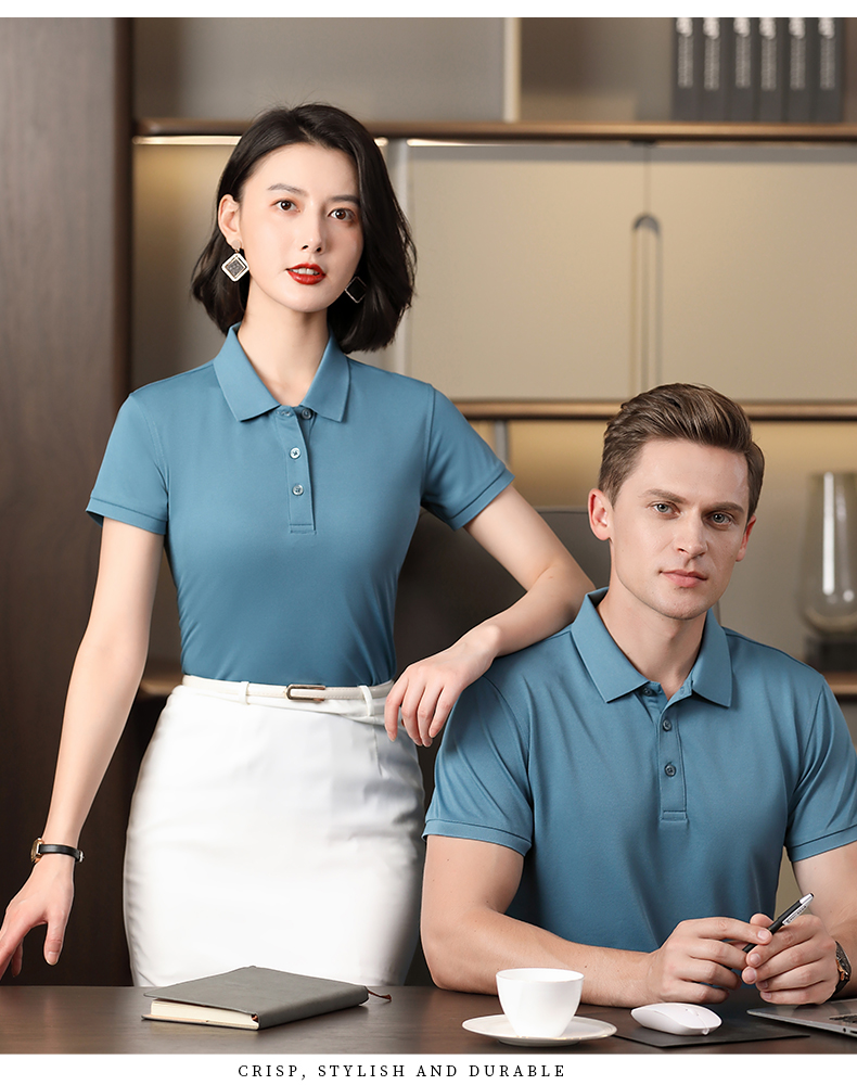 195g 40 count silk cotton solid color lapel short sleeve POLO shirt universal GJ15-6602