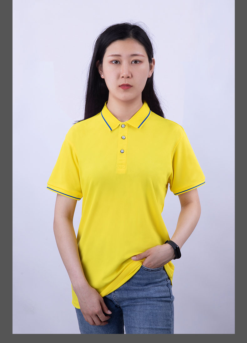 200g ice silk cotton business contrast color lapel short sleeve POLO shirt universal style L15-4113