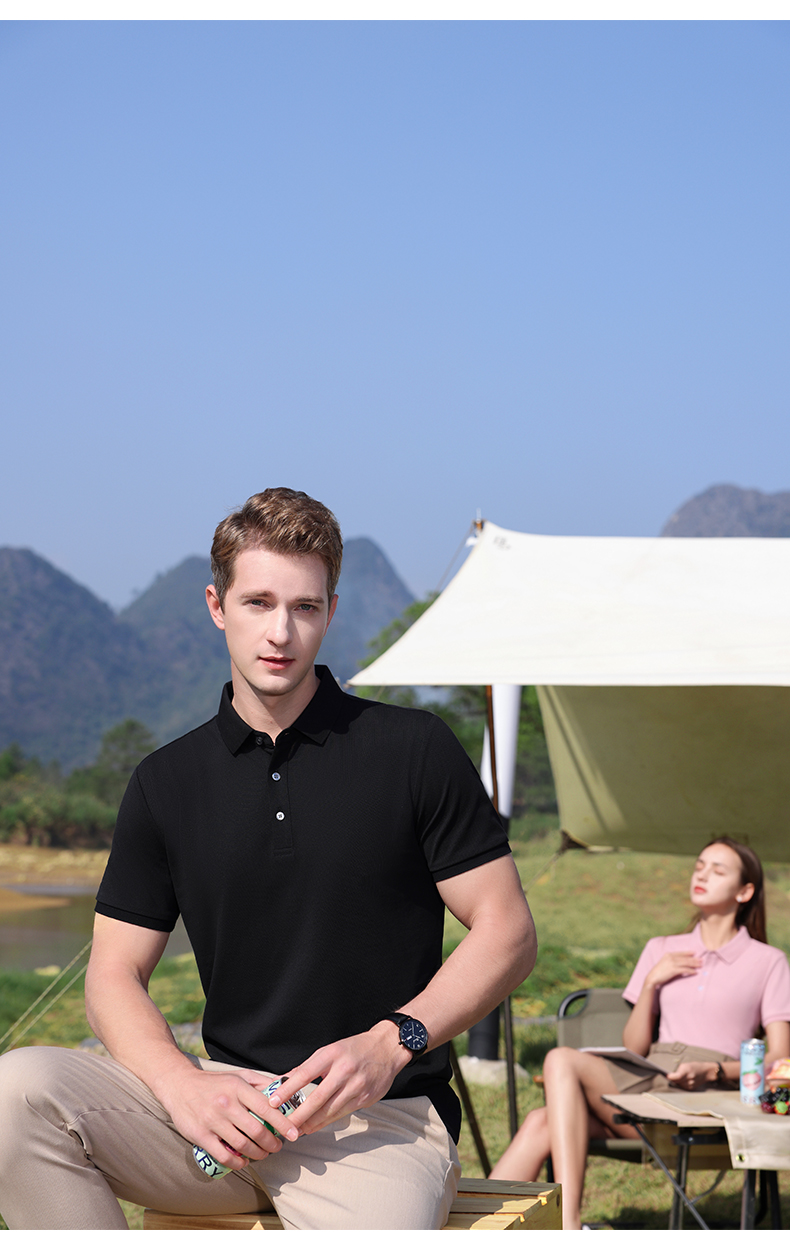 200g 40s pure cotton pique lapel short-sleeved POLO shirt universal GJ39-3200