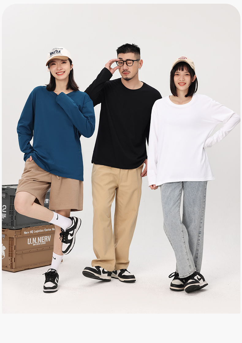 220g Basic Round Neck Long Sleeve T-shirt HD5-220g