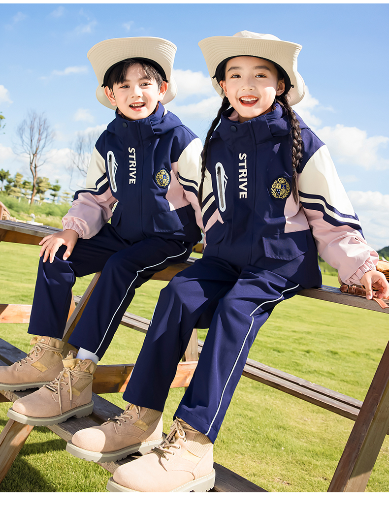 Campus style primary and secondary school students jacket three-in-one children style 215-9138 three-piece set (with label)