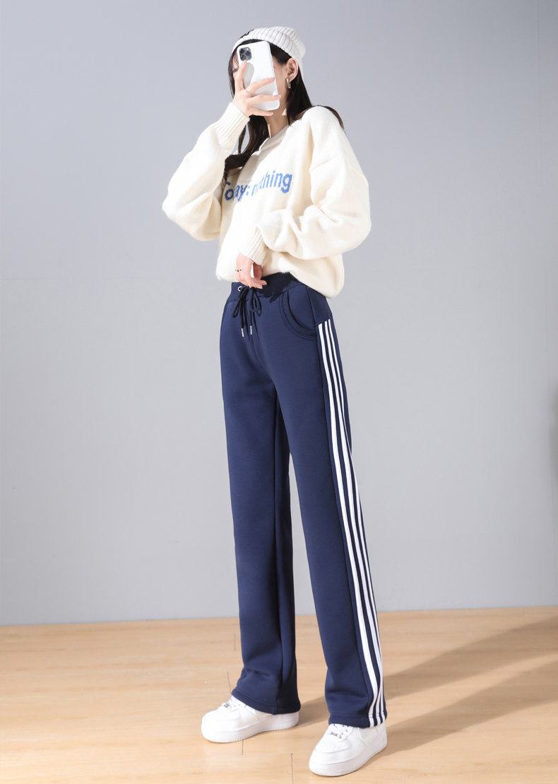 Outerwear autumn and winter straight casual drawstring sports pants for women G32-801014