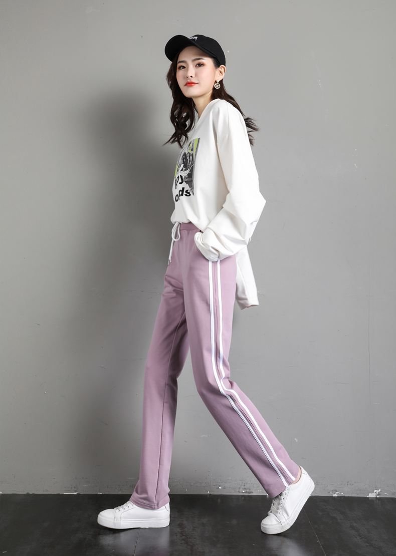 Autumn and winter elastic casual drawstring straight pants for women G32-CR22