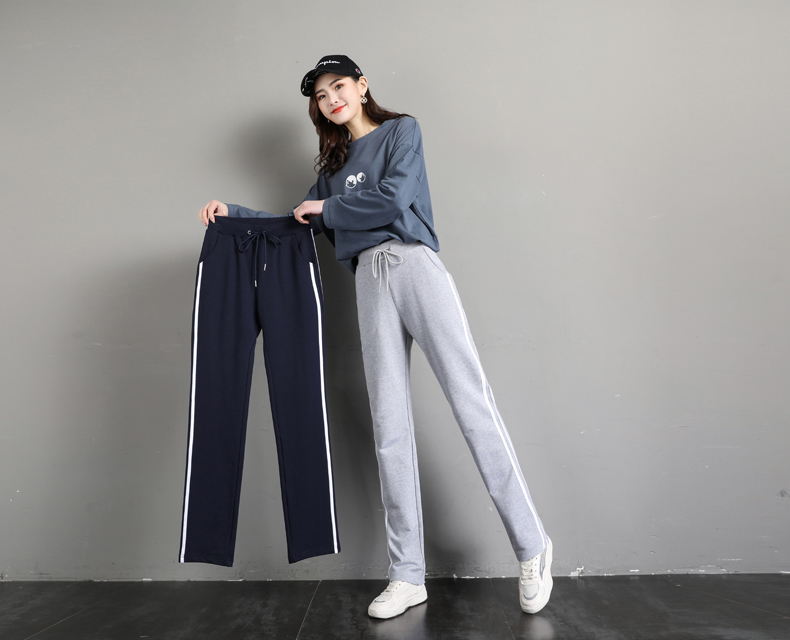 Autumn and winter elastic casual drawstring straight pants for women G32-CR22