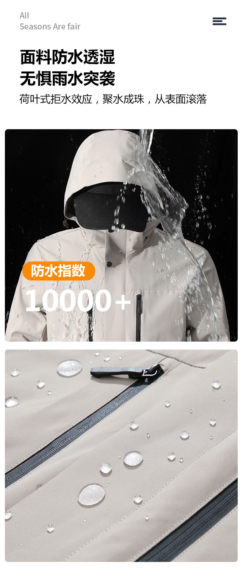 Outdoor travel windproof and waterproof polar fleece liner three-in-one jacket for men KD2-66099A