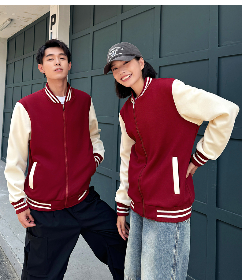 350g Korean cotton thin straight zipper baseball jacket H04-YS009