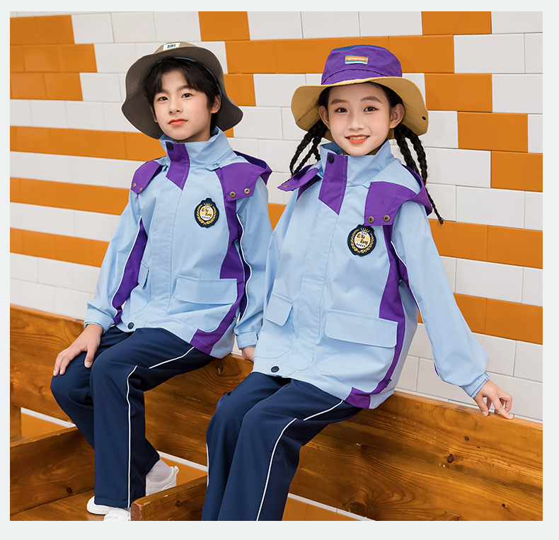 Removable primary and secondary school jacket school uniform suit 455-9511 imitation silk cotton three-piece suit