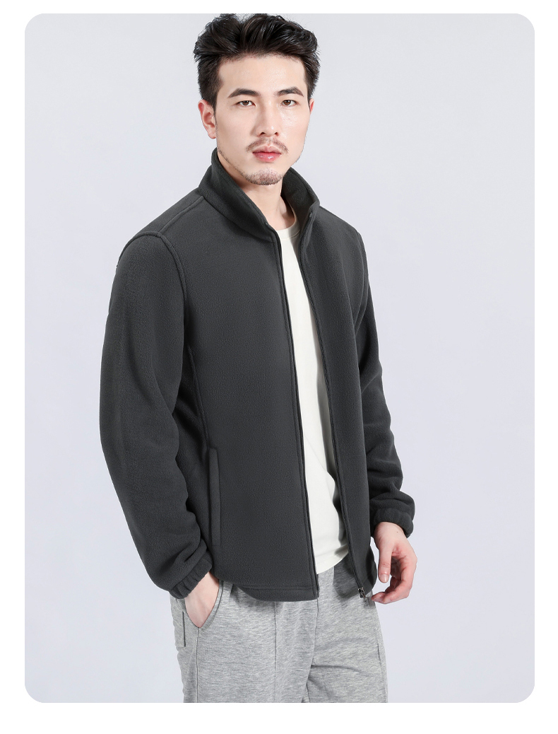 Solid color polar fleece warm fleece jacket for men KN1-901