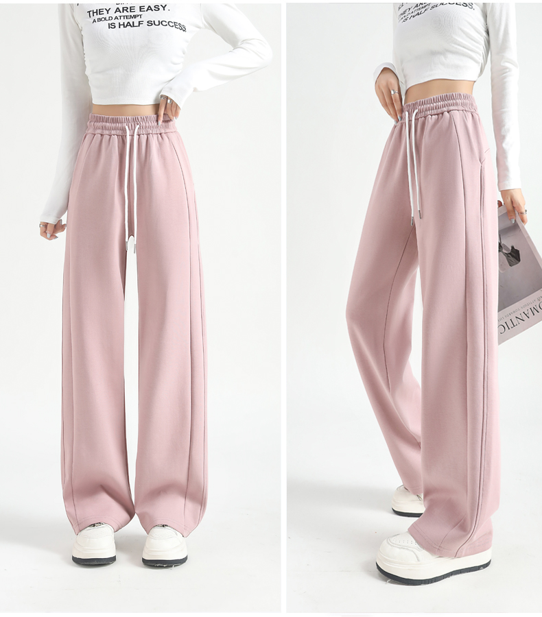 High waist drape design slim straight casual pants G32-2403