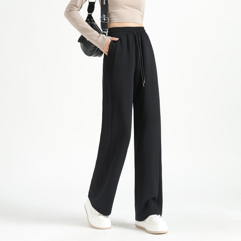 High waist drape design slim straight casual pants G32-2403