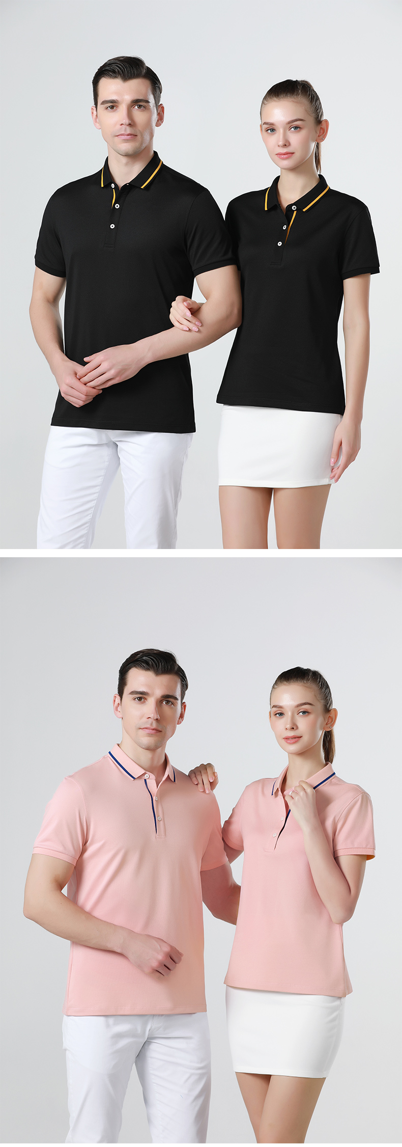 190g ice silk cotton color matching lapel short-sleeved Polo shirt general style 72-2157