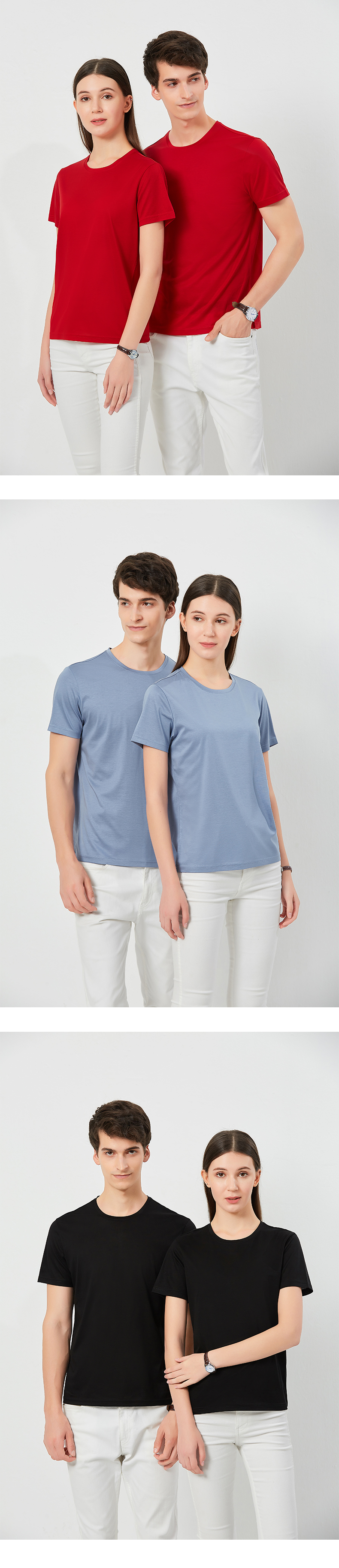 170g 60s double-strand mercerized cotton round neck T-shirt D10-KMDK-006