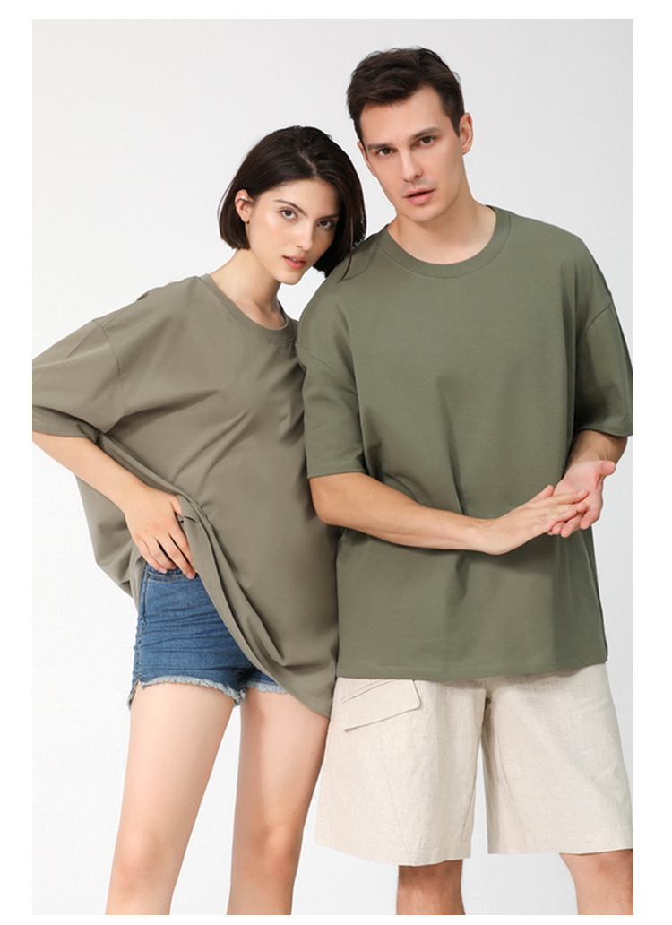 240g heavyweight drop shoulder round neck short sleeve T-shirt universal BC6-240