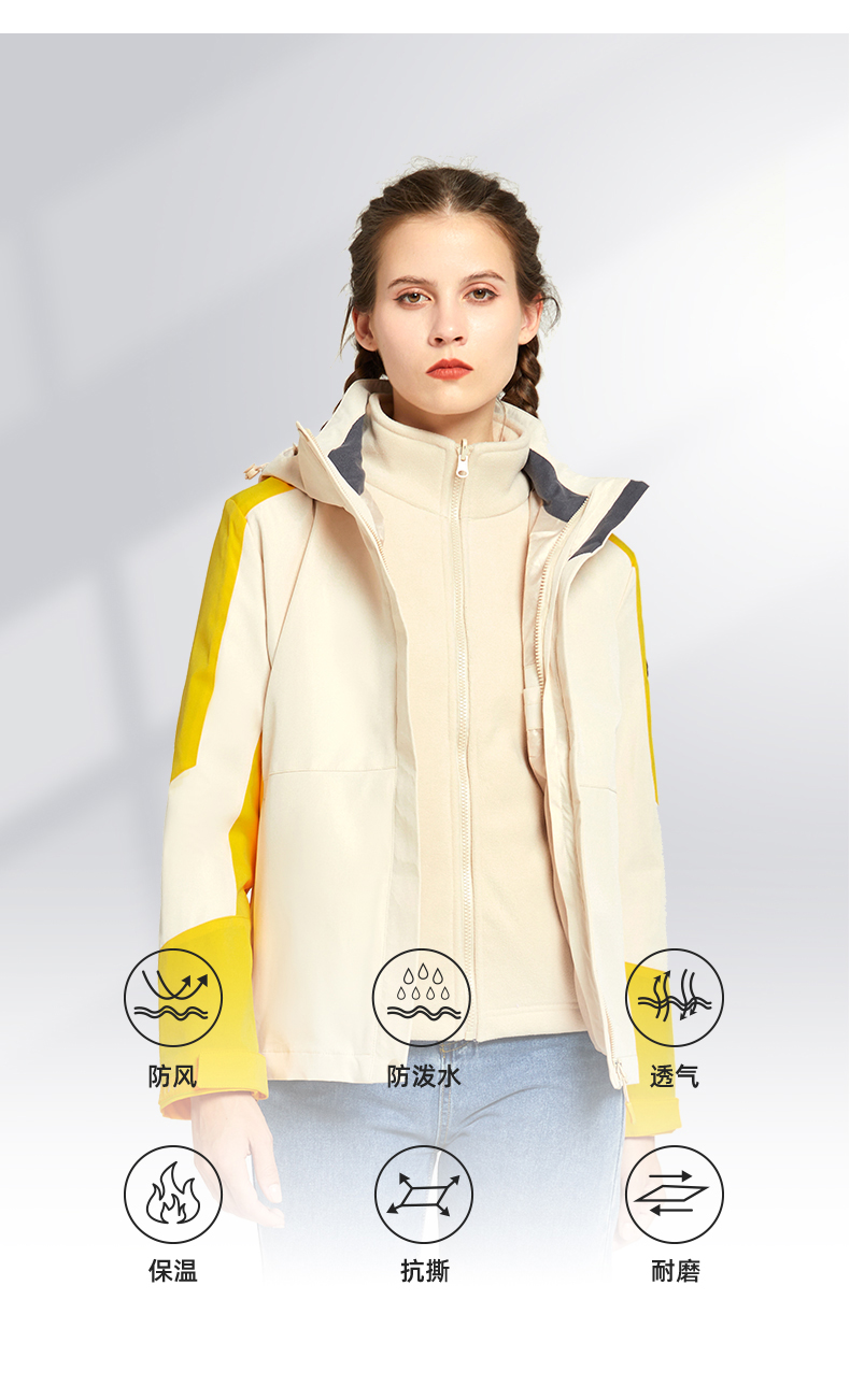 Removable warm three-in-one jacket V03-2299 for women