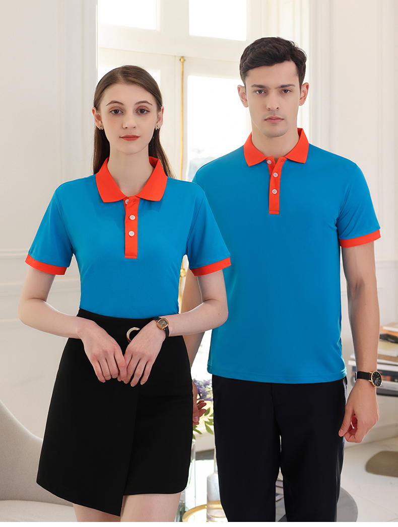 Double placket color matching lapel short-sleeved POLO shirt H09-89111