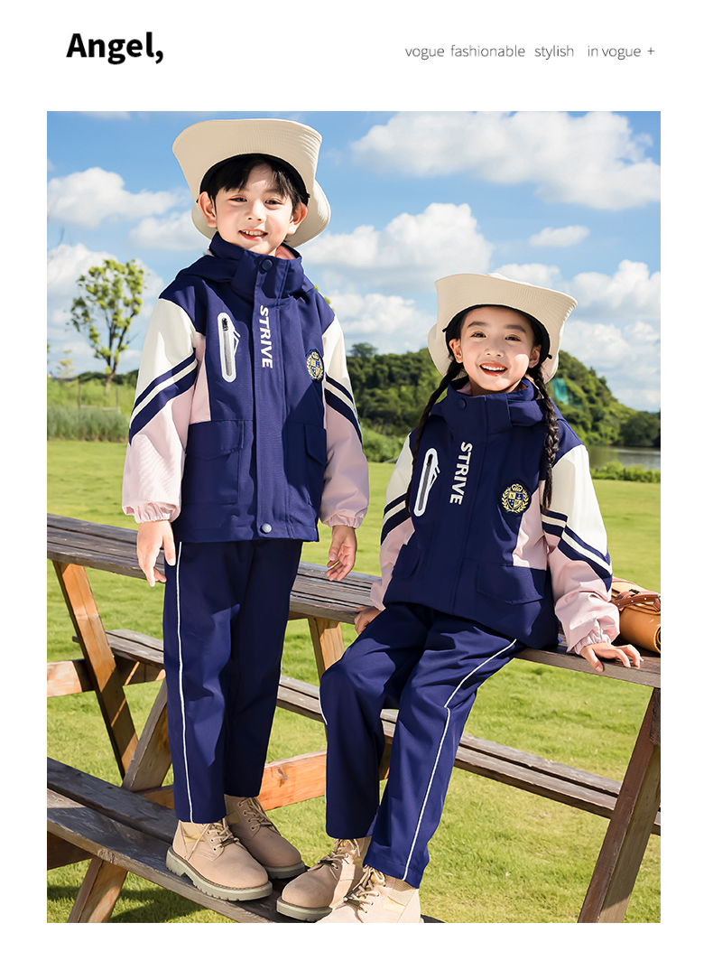 Campus style primary and secondary school students jacket three-in-one children style 215-9138 three-piece set (with label)