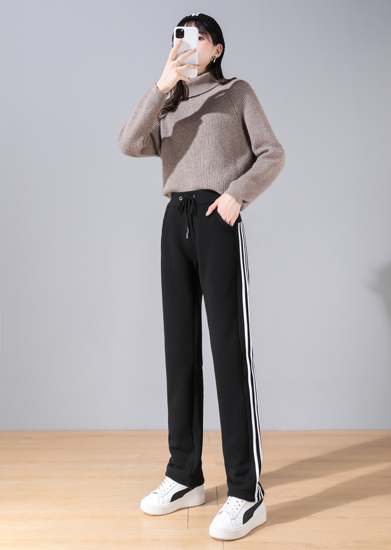 Outerwear autumn and winter straight casual drawstring sports pants for women G32-801014