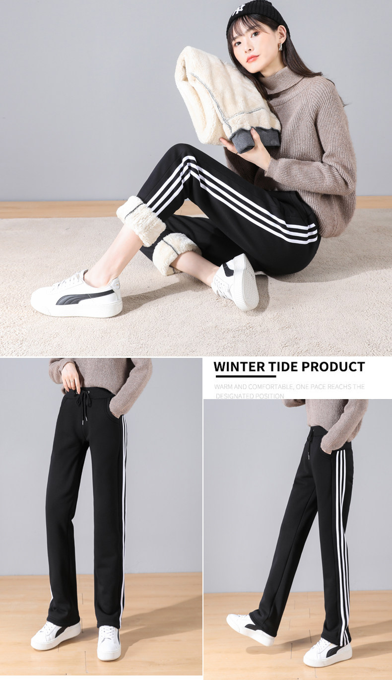 Outerwear autumn and winter straight casual drawstring sports pants for women G32-801014