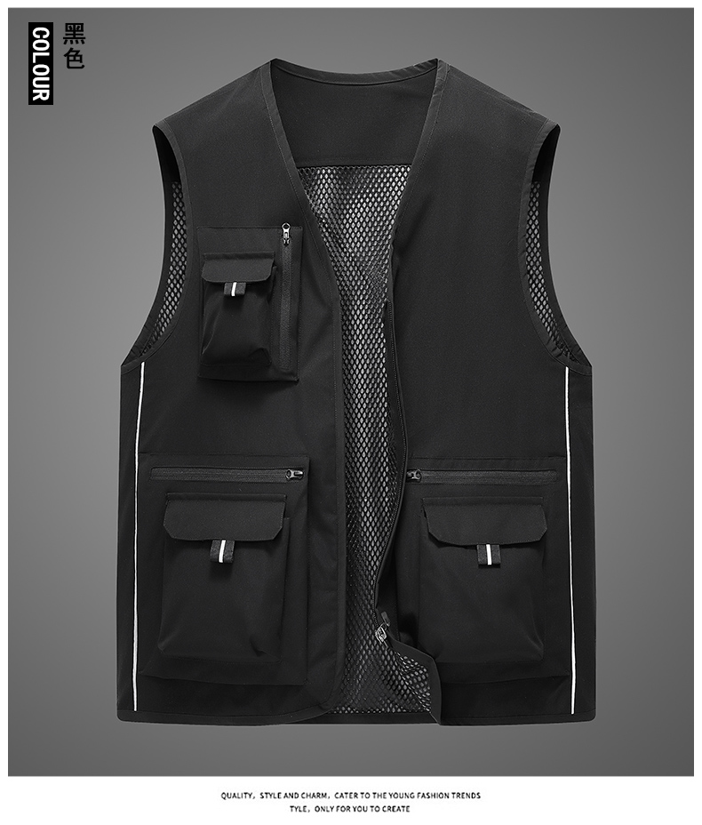 Thin reflective multi-pocket vest H22-22376