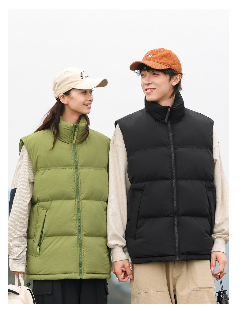 Nylon water-repellent stand-up collar couple down cotton vest KA2-838