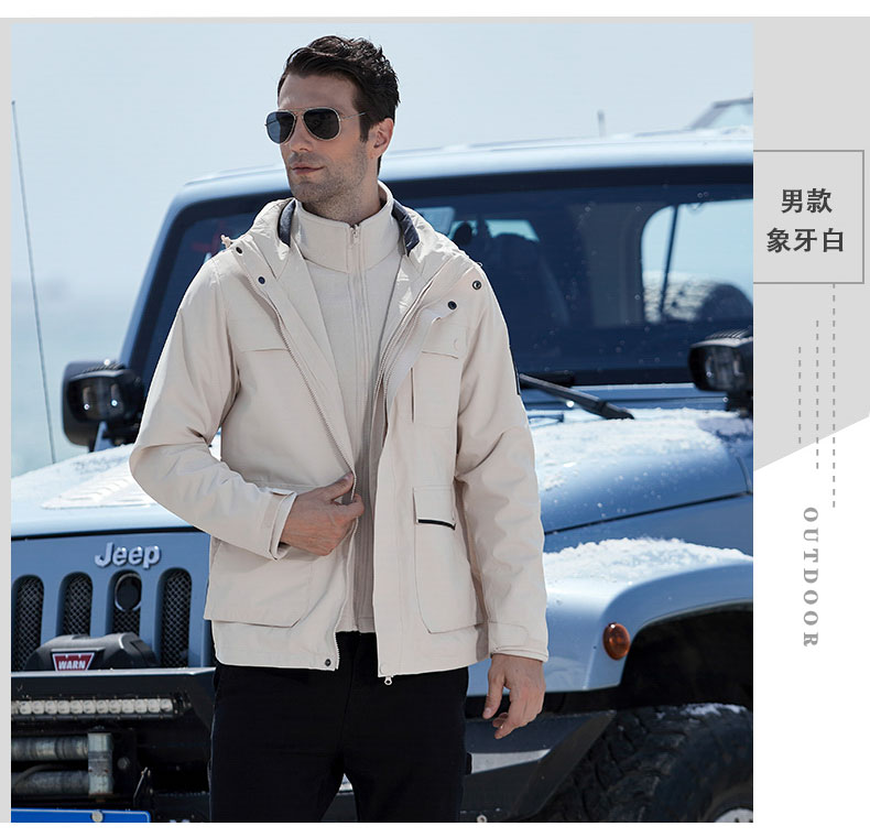 Casual warm fleece liner three-in-one jacket for men KM2-9999-1