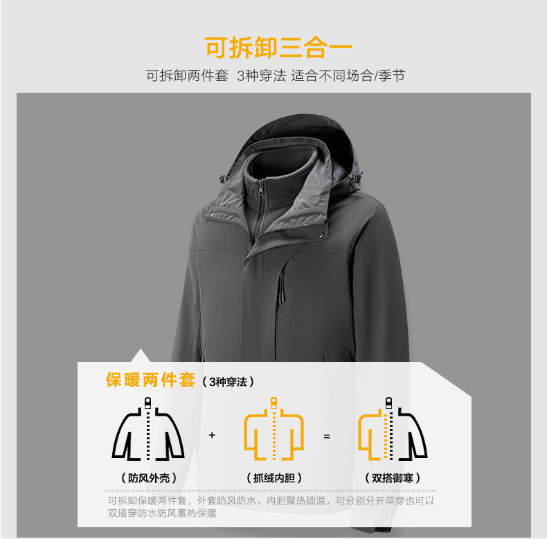 Three-in-one two-piece polar fleece liner business jacket GJ25-F5113