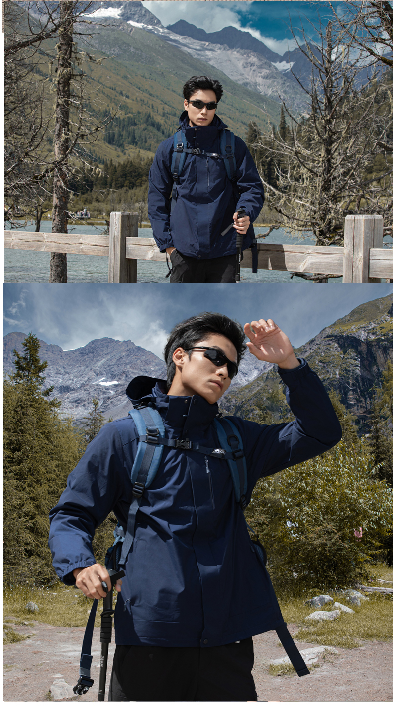 Outdoor warm fleece liner three-in-one jacket for men KG2-5520