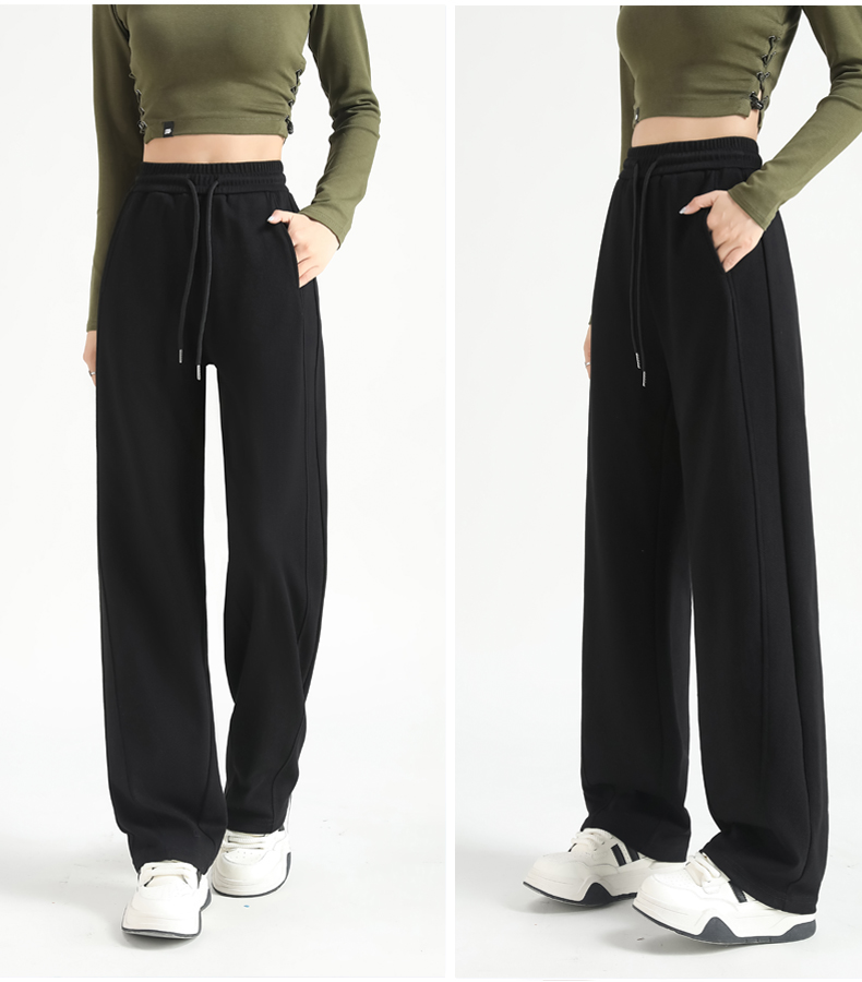 Drawstring solid color loose slim high waist drape casual sports pants G32-2525