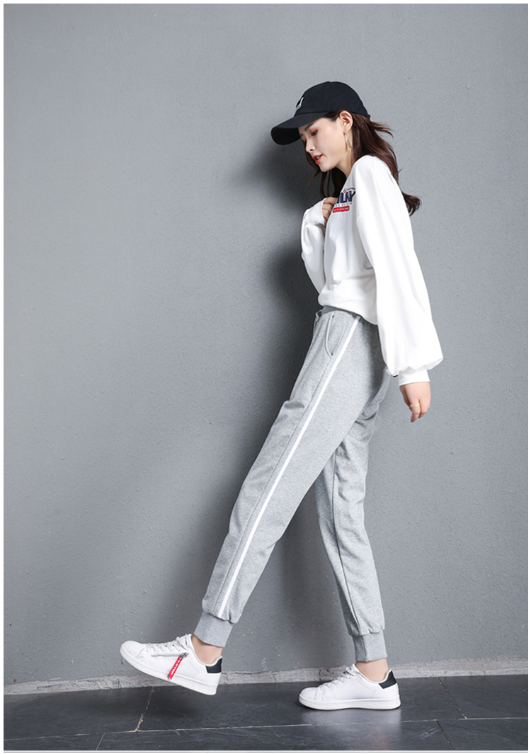 Thin side stripe loose sports casual trousers for women G32-842